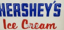 Vtg Hershey's Ice Cream Lighted Sign Country Store Window Display Embossed 28x14