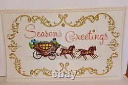 Vtg Holiday Christmas Window Display HTF Sign Carriage WithHorses Sign 80s 90s