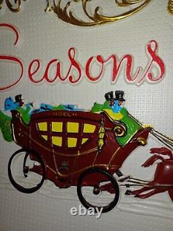 Vtg Holiday Christmas Window Display HTF Sign Carriage WithHorses Sign 80s 90s