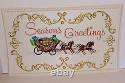 Vtg Holiday Christmas Window Display HTF Sign Carriage WithHorses Sign 80s 90s