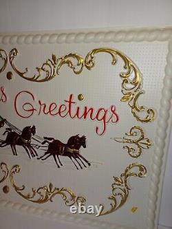 Vtg Holiday Christmas Window Display HTF Sign Carriage WithHorses Sign 80s 90s