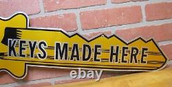 Vtg ILCO KEYS MADE HERE 2x Hardware Store Display Advertising Figural Trade Sign