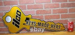 Vtg ILCO KEYS MADE HERE 2x Hardware Store Display Advertising Figural Trade Sign