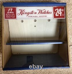 Vtg Kingston Watches LIGHTED Countertop Display Case Sign Jewelry Store Rare