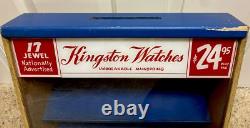 Vtg Kingston Watches LIGHTED Countertop Display Case Sign Jewelry Store Rare