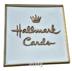 Vtg. LARGE HALLMARK CARDS STORE LOGO DISPLAY LIGHT UP SIGN 25 SQUARE x 4.5 (B)