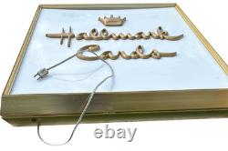 Vtg. LARGE HALLMARK CARDS STORE LOGO DISPLAY LIGHT UP SIGN 25 SQUARE x 4.5 (B)
