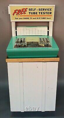 Vtg Mercury Vacuum Tube Tester Self Service Retail Store Display Cabinet Sign