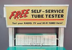 Vtg Mercury Vacuum Tube Tester Self Service Retail Store Display Cabinet Sign