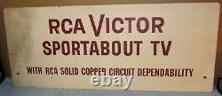 Vtg RCA VICTOR Sportabout TV Wood Advertising Sign/Store Display 29x12 S238