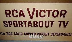 Vtg RCA VICTOR Sportabout TV Wood Advertising Sign/Store Display 29x12 S238