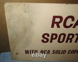Vtg RCA VICTOR Sportabout TV Wood Advertising Sign/Store Display 29x12 S238