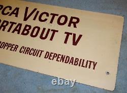 Vtg RCA VICTOR Sportabout TV Wood Advertising Sign/Store Display 29x12 S238