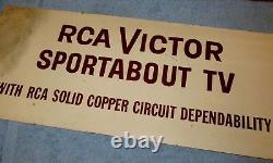 Vtg RCA VICTOR Sportabout TV Wood Advertising Sign/Store Display 29x12 S238