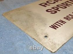 Vtg RCA VICTOR Sportabout TV Wood Advertising Sign/Store Display 29x12 S238