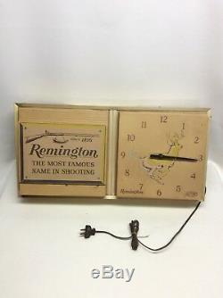 Vtg Remington Gun Shop Dealer Advertising Store Display Clock Sign