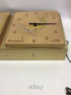 Vtg Remington Gun Shop Dealer Advertising Store Display Clock Sign