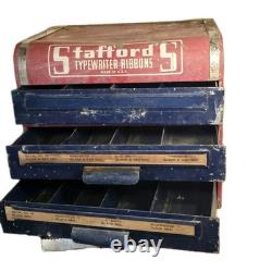 Vtg Stafford'S Advertising Typewriter Ribbons Counter Store 3 Drawer Display Box