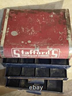 Vtg Stafford'S Advertising Typewriter Ribbons Counter Store 3 Drawer Display Box