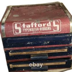 Vtg Stafford'S Advertising Typewriter Ribbons Counter Store 3 Drawer Display Box