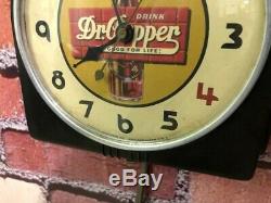 Vtg Telechron Dr. Pepper Soda-old Store Advertising Display-diner Wall Clock Sign