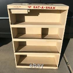 Vtg Tom's Snacks Vending Display Wood Case Honor System Eat A Snax Advertising