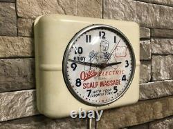 Vtg Westclox Oster Massage-old Barber Shop Advertising Wall Clock Sign Pole