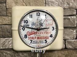 Vtg Westclox Oster Massage-old Barber Shop Advertising Wall Clock Sign Pole