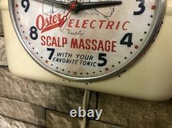 Vtg Westclox Oster Massage-old Barber Shop Advertising Wall Clock Sign Pole