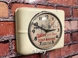 Vtg Westclox Oster Massage-old Barber Shop Shaving Mirror Advertising Wall Clock