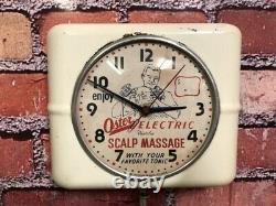 Vtg Westclox Oster Massage-old Barber Shop Shaving Mirror Advertising Wall Clock