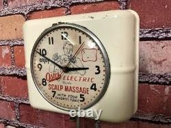 Vtg Westclox Oster Massage-old Barber Shop Shaving Mirror Advertising Wall Clock