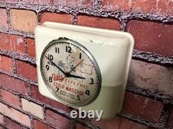 Vtg Westclox Oster Massage-old Barber Shop Shaving Mirror Advertising Wall Clock