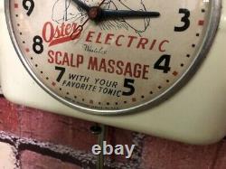 Vtg Westclox Oster Massage-old Barber Shop Shaving Mirror Advertising Wall Clock