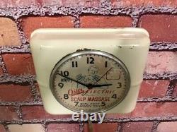 Vtg Westclox Oster Massage-old Barber Shop Shaving Mirror Advertising Wall Clock