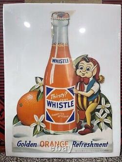 WHISLE soda store display Sign Hanger Thirsty Just Whistle litho Original 1951