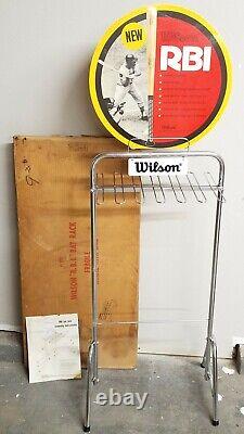 WILSON Baseball Bat Store Display Rack Sign Metal 59 Rare w Box NOS 1960's