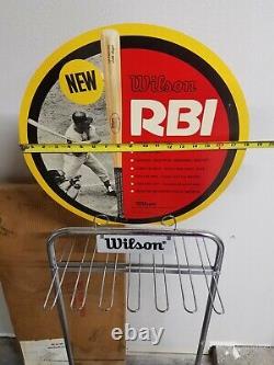 WILSON Baseball Bat Store Display Rack Sign Metal 59 Rare w Box NOS 1960's