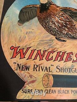 WINCHESTER NEW RIVAL SHOT SHELL CASE INSERT ADVERTISING HANGER withQuail & Black