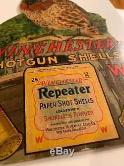 WINCHESTER REPEATER SHOT SHELL CASE INSERT ADVERTISING HANGER-Quail Yellow & Red