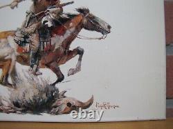 WINCHESTER WESTERN Sign Cowboy Horseback Rifle Old TOC Store Display Advertising