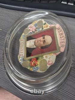 Webster CIGARS Old Advertising Glass Change ash Tray Sign Vintage Glass