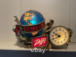 Working 1976 SCHLITZ Beer Countertop Advertising Spinning Globe Display Light