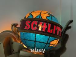 Working 1976 SCHLITZ Beer Countertop Advertising Spinning Globe Display Light