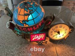 Working 1976 SCHLITZ Beer Countertop Advertising Spinning Globe Display Light