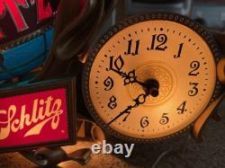 Working 1976 SCHLITZ Beer Countertop Advertising Spinning Globe Display Light