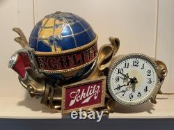 Working 1976 SCHLITZ Beer Countertop Advertising Spinning Globe Display Light