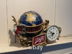 Working 1976 SCHLITZ Beer Countertop Advertising Spinning Globe Display Light