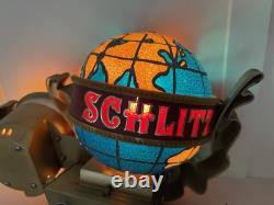 Working 1976 SCHLITZ Beer Countertop Advertising Spinning Globe Display Light