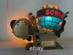 Working 1976 SCHLITZ Beer Countertop Advertising Spinning Globe Display Light